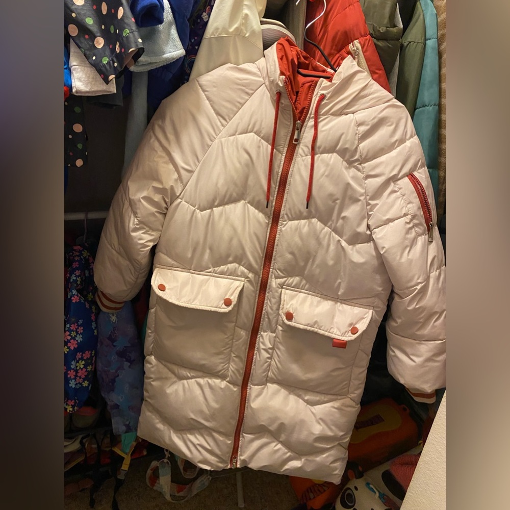 Cream puffy jacket puffer jacket